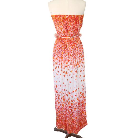 Poupette St. Barth Mara Strapless Floral Maxi Dress Size Red Pink Petal - Picture 4 of 14